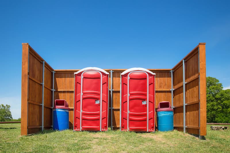 Short-term porta potty units staged for delivery in Abilene, Texas